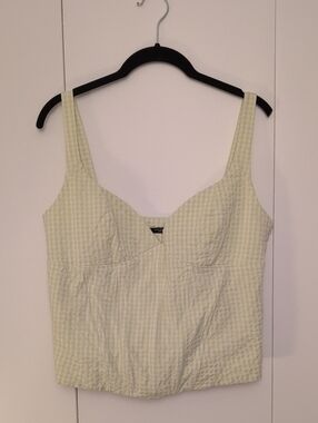 Lime green gingham seersucker bustier corset top